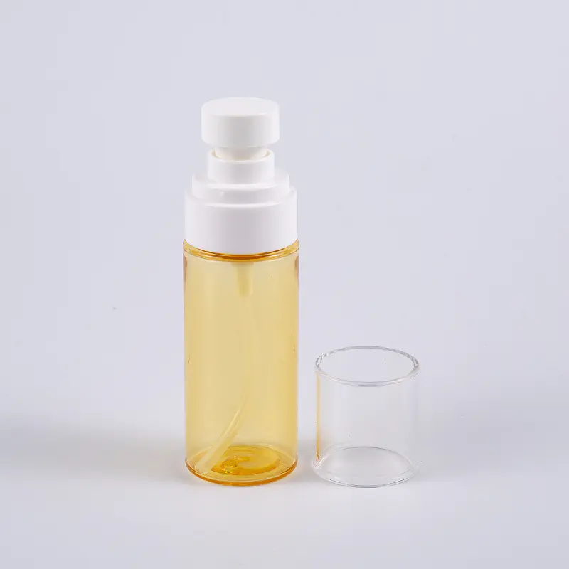 Warna Separuh Lutsinar Bentuk Bulat 50ml Botol Losyen Dinding Tebal PETG Dengan Pam Penyembur Plastik Warna Separuh Lutsinar Bentuk Bulat 50ml Botol Losyen Dinding Tebal PETG Dengan Pam Penyembur Plastik