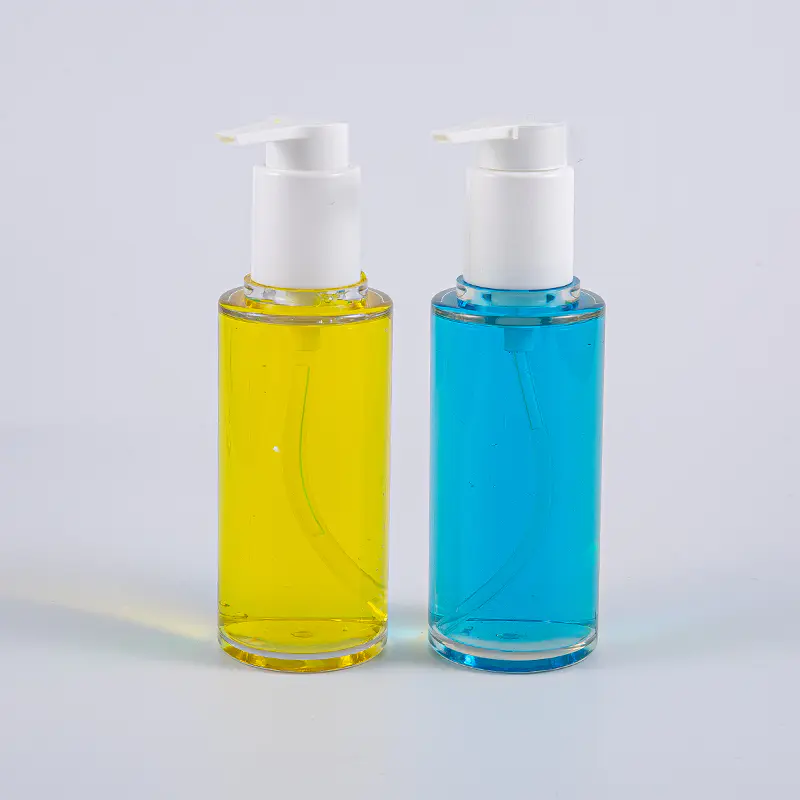 Botol Losyen Bentuk Bulat PETG 100ml Jelas Dengan Pam Plastik Putih