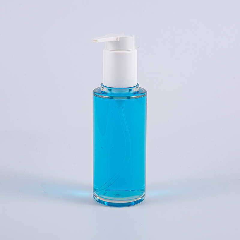 Botol Losyen Bentuk Bulat PETG 100ml Jelas Dengan Pam Plastik Putih