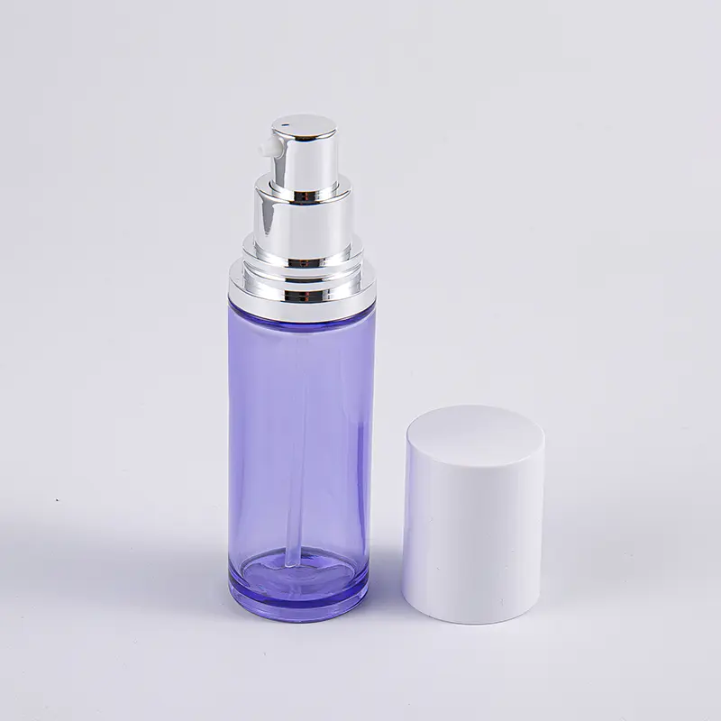 Botol Losyen Serum Bulat 100ml Warna Ungu Dengan Pam Aluminium