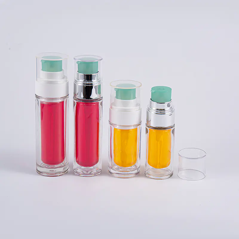 Botol PETG Jelas Dengan Beg Dalam Komposit Berbilang Lapisan 30ml 50ml Botol Vakum Dengan Pam